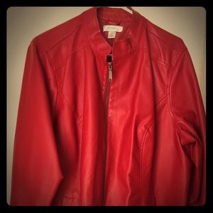Christopher & Banks Red Faux Leather Jacket 2X